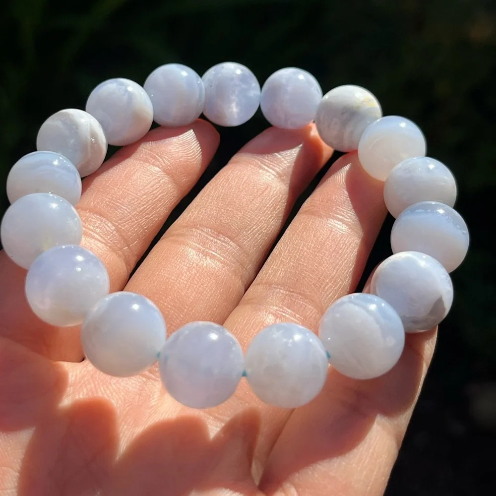 12.5mm stretchable blue lace agate bracelet 0171‎